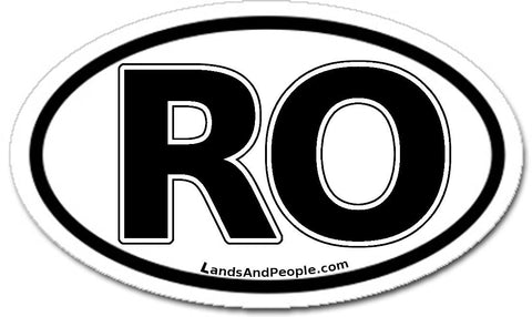 RO Romania Sticker Oval Black and White