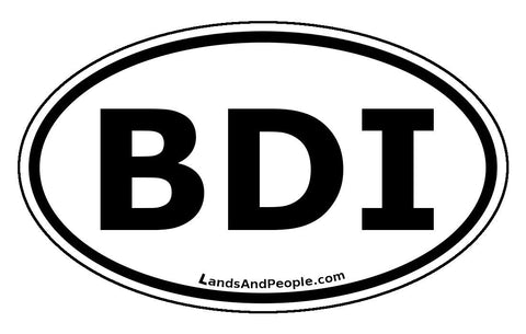 BDI Burundi Sticker Oval Black and White