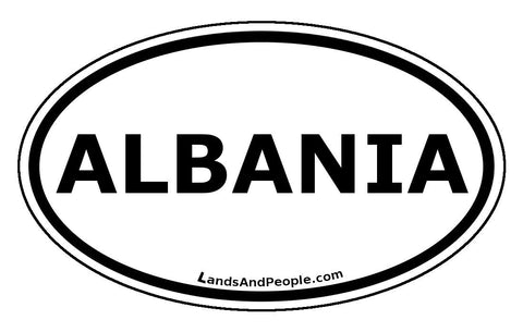 Albania Car Bumper Sticker Oval Black and White