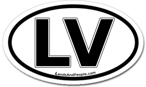 LV Latvia Sticker Decal Oval Black and White
