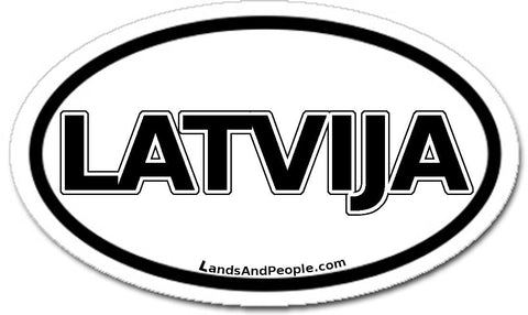 Latvija Latvia Bumper Sticker Oval Black and White