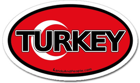 Turkey, Turkish Flag Car Bumper Sticker Oval