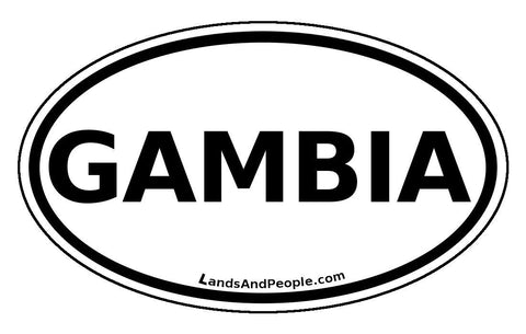 Gambia Sticker Decal Oval Black and White