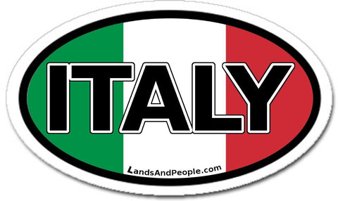 Italy and Italian Flag Car Bumper Vinyl Sticker Oval