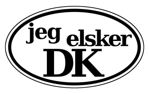 Jeg Elsker Danmark I love Denmark in Danish Flag Bumper Sticker Oval