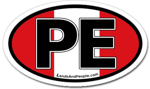 PE Peru Flag Car Bumper Sticker Decal
