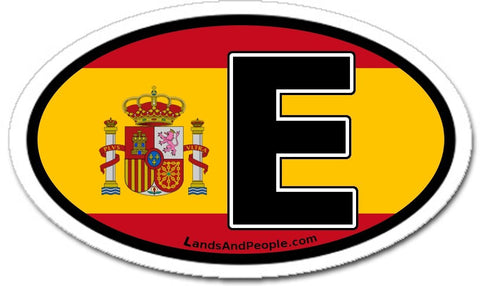 E Spain Flag Sticker Oval