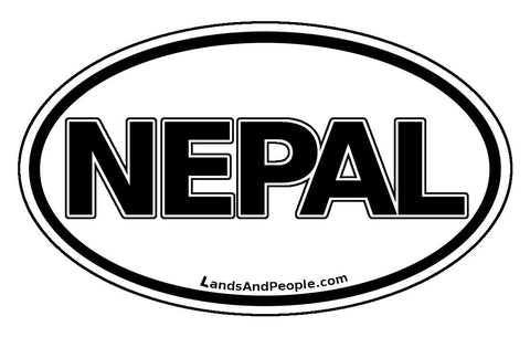 Nepal Car Sticker Decal Oval Black and White