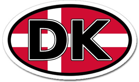 Denmark DK Danish Flag Car Bumper Sticker Decal Oval