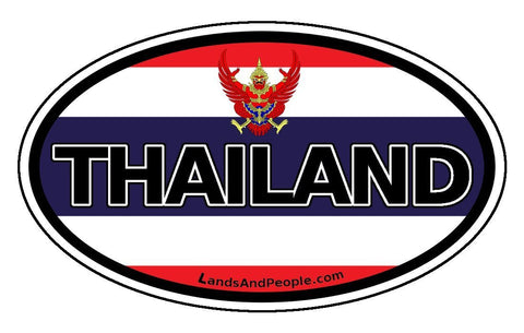 Thailand Flag and Garuda Sticker Oval