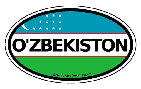 O'zbekiston Uzbekistan Flag Sticker Oval