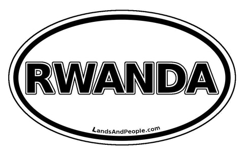 Rwanda Car Sticker Oval Black and White