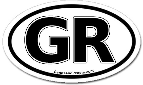 GR Greece Sticker Oval Black and White