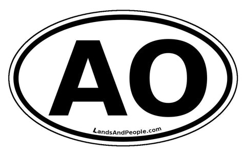 AO Angola Sticker Oval Black and White