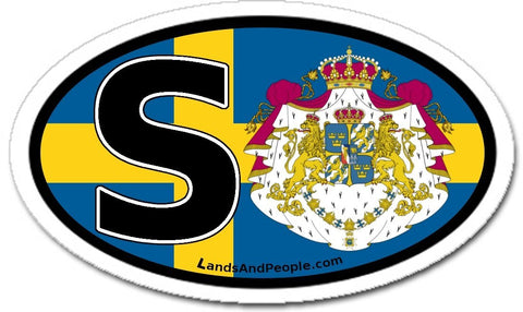 S Sweden Flag Coat of Arms Sticker Decal Oval