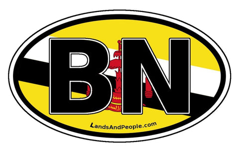 BN Brunei Flag Sticker Oval