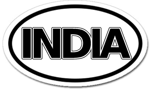 India Sticker Oval Black and White
