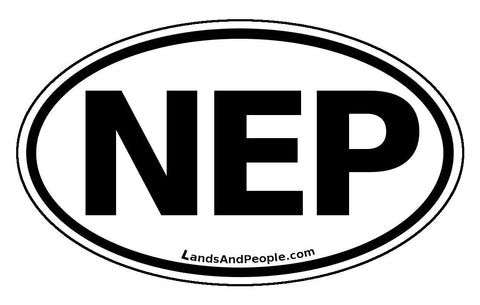NEP Nepal Car Sticker Decal Oval Black and White