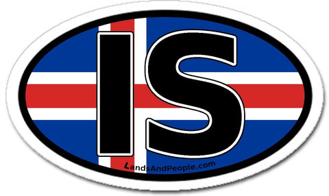 IS Iceland Flag Sticker Oval