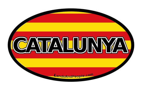 Catalunya, Catalonia in Catalan, Catalonia Flag Sticker Oval