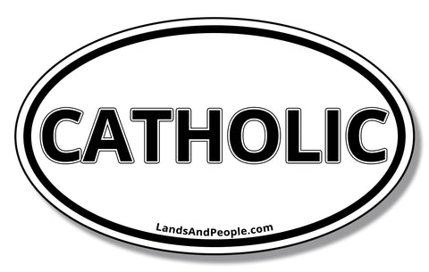 Catholic Car Vinyl Black and White Sticker Oval