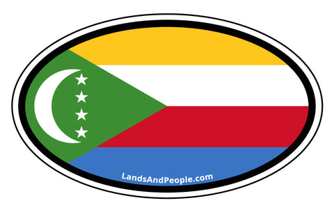 Comoros Flag Car Sticker Decal Oval