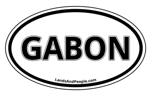 Gabon Sticker Oval Black and White