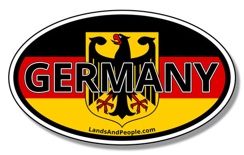 Germany Flag and Eagle Bundesadler Coat of Arms of Federal Republic Car Sticker Oval