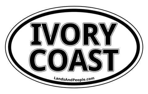 Ivory Coast Sticker Decal Oval Black and White