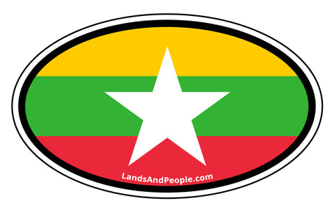 Myanmar Flag Sticker Oval