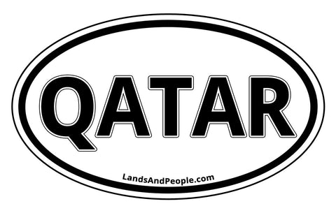 Qatar Sticker Oval Black and White