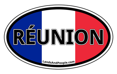 Réunion Flag Sticker Decal Oval