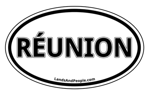 Réunion Sticker Decal Oval Black and White