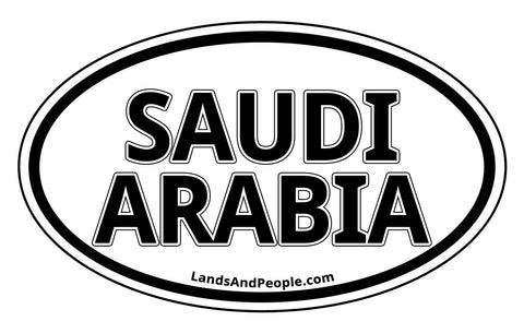 Saudi Arabia Sticker Oval Black and White
