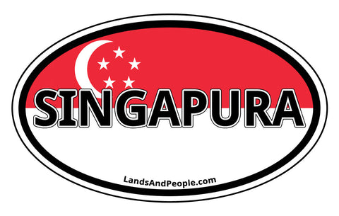 Singapura Singapore Flag Sticker Decal Oval