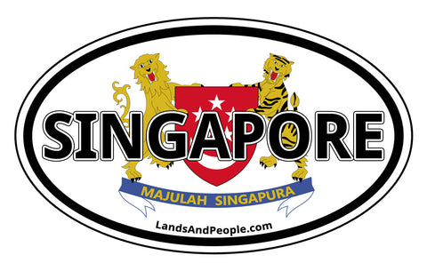Singapore Coat of Arms Car Sticker Decal Oval