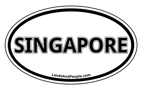 Singapore Car Sticker Decal Oval Black and White