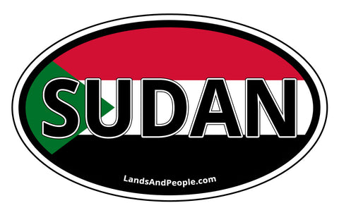 Sudan Flag Car Sticker Decal Oval