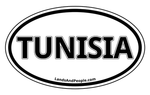 Tunisia Sticker Oval Black and White