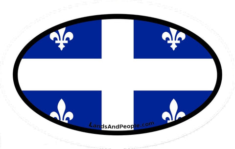 Flag of Quebec, Fleurdelisé, fleur-de-lis Car Bumper Sticker Decal Oval