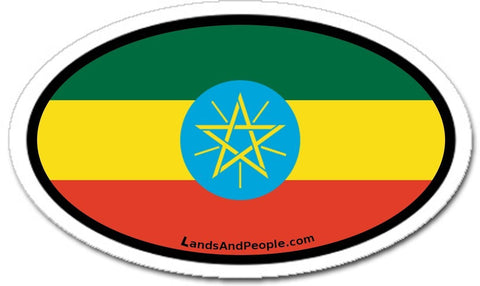 Ethiopia Flag Car Bumper Sticker Decal Oval