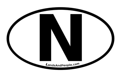 N Norway Car Sicker Decal Oval Black and White