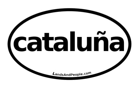 Cataluña, Catalonia in Spanish, Sticker Oval Black and White