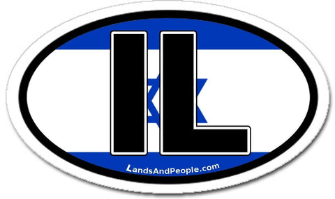 IL Israel Flag Car Sticker Oval