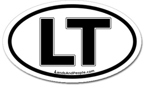 LT Lithuania Sticker Oval Black and White