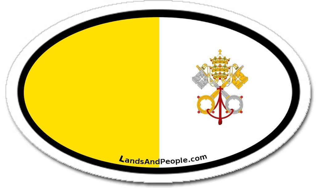 Vatican Roman Catholic Flag Car Bumper Sticker Decal Oval – Lands & People