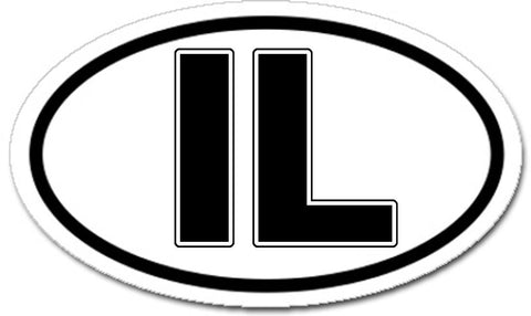 IL Israel Car Sticker Oval Black and White