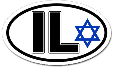 IL Israel Star of David Car Sticker Oval