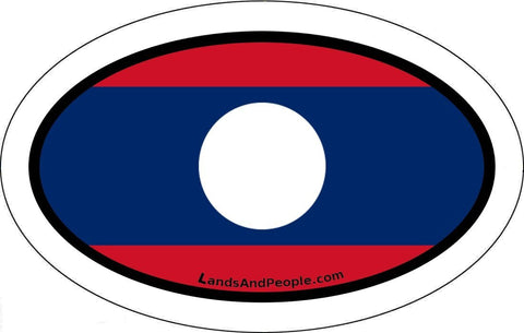 Laos Flag Car Sticker Oval