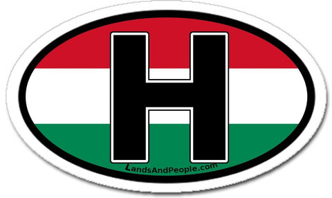 H Hungary Flag Sticker Oval